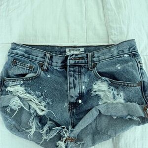 One Teaspoon Blue Distressed Jean Shorts